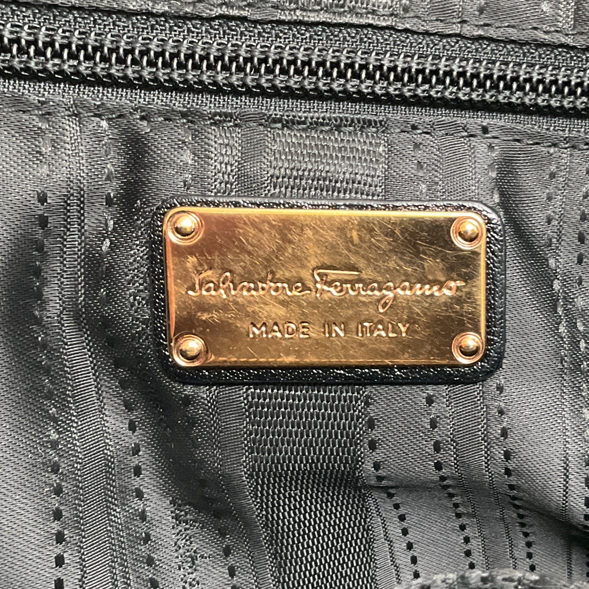 Salvatore Ferragamo Black Leather Double Gancio Bag