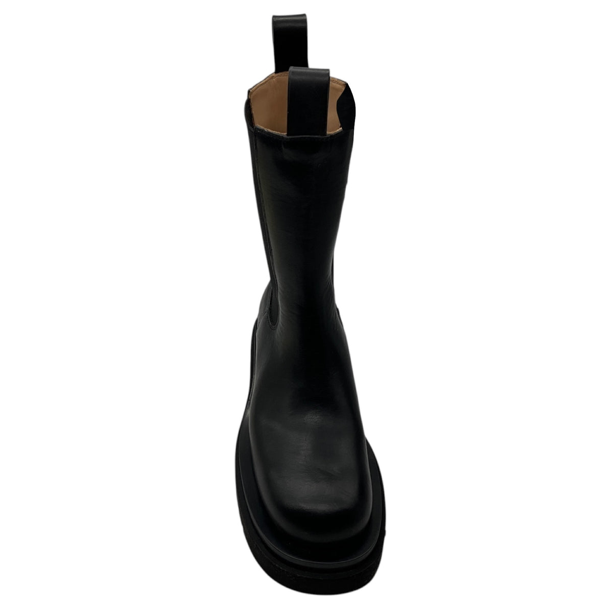 Bottega Veneta Black Chunky Lug Sole Leather Pull On Chelsea Ankle Boots