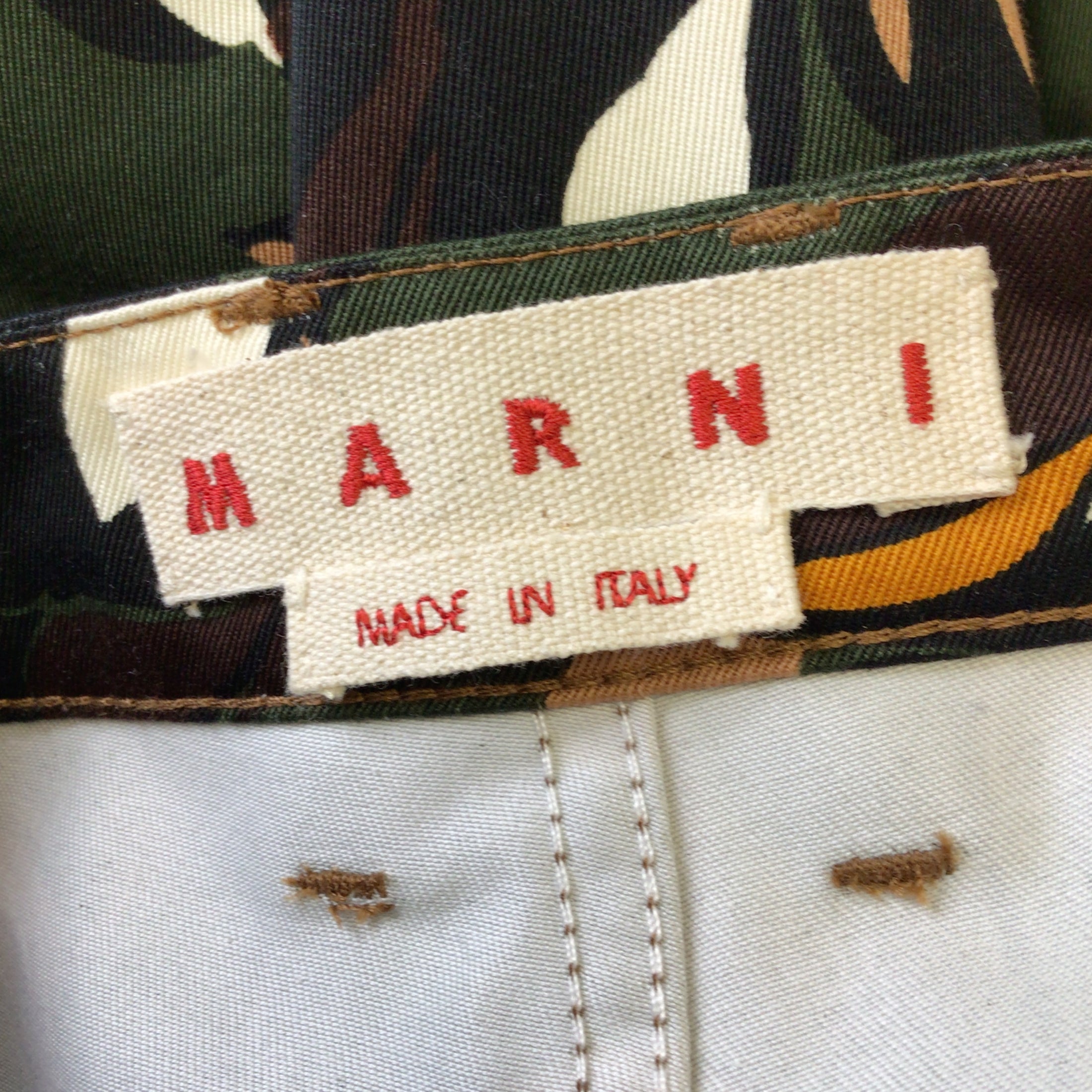 Marni Green / Orange / Brown Multi Printed Cropped Cotton Pants