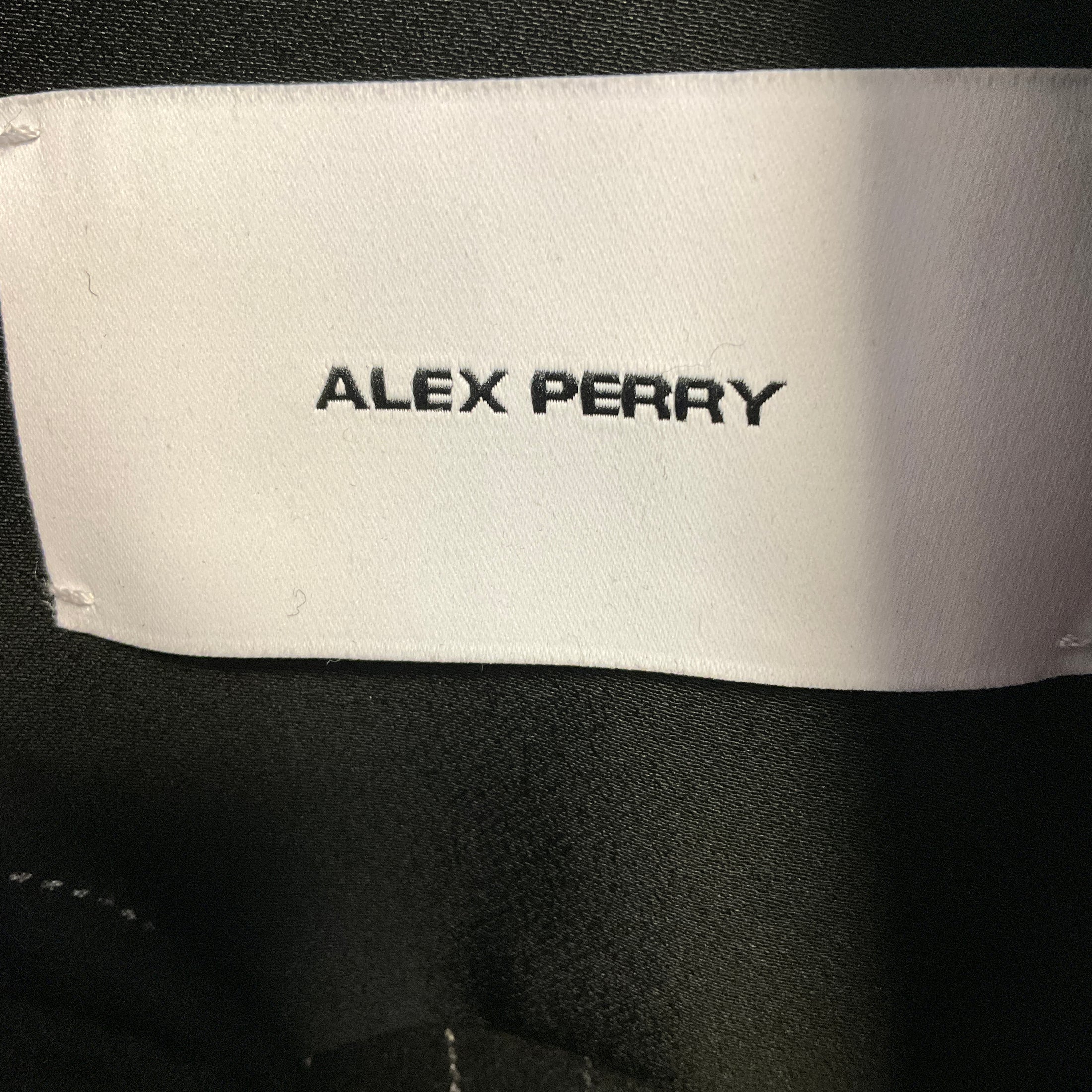 Alex Perry Black Wool Pinstripe Tie Shirt