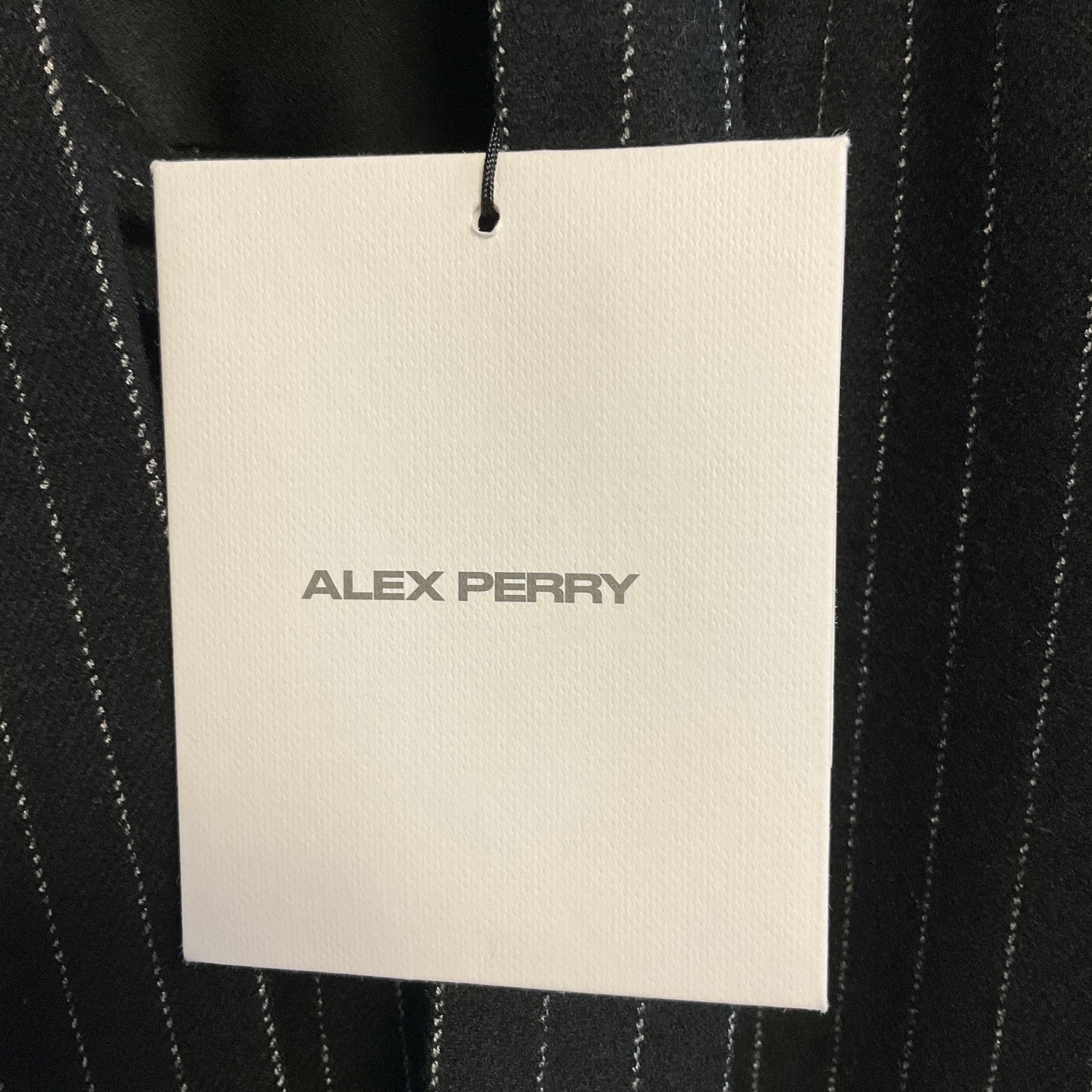 Alex Perry Black Wool Pinstripe Tie Shirt