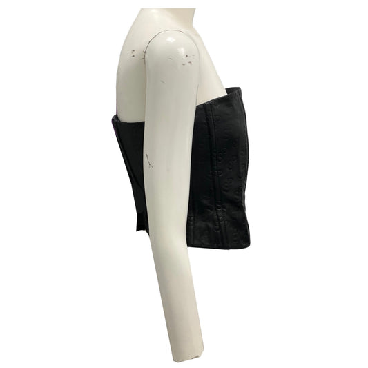 Saks Potts Black Lamb Leather Tattoo Corset Top