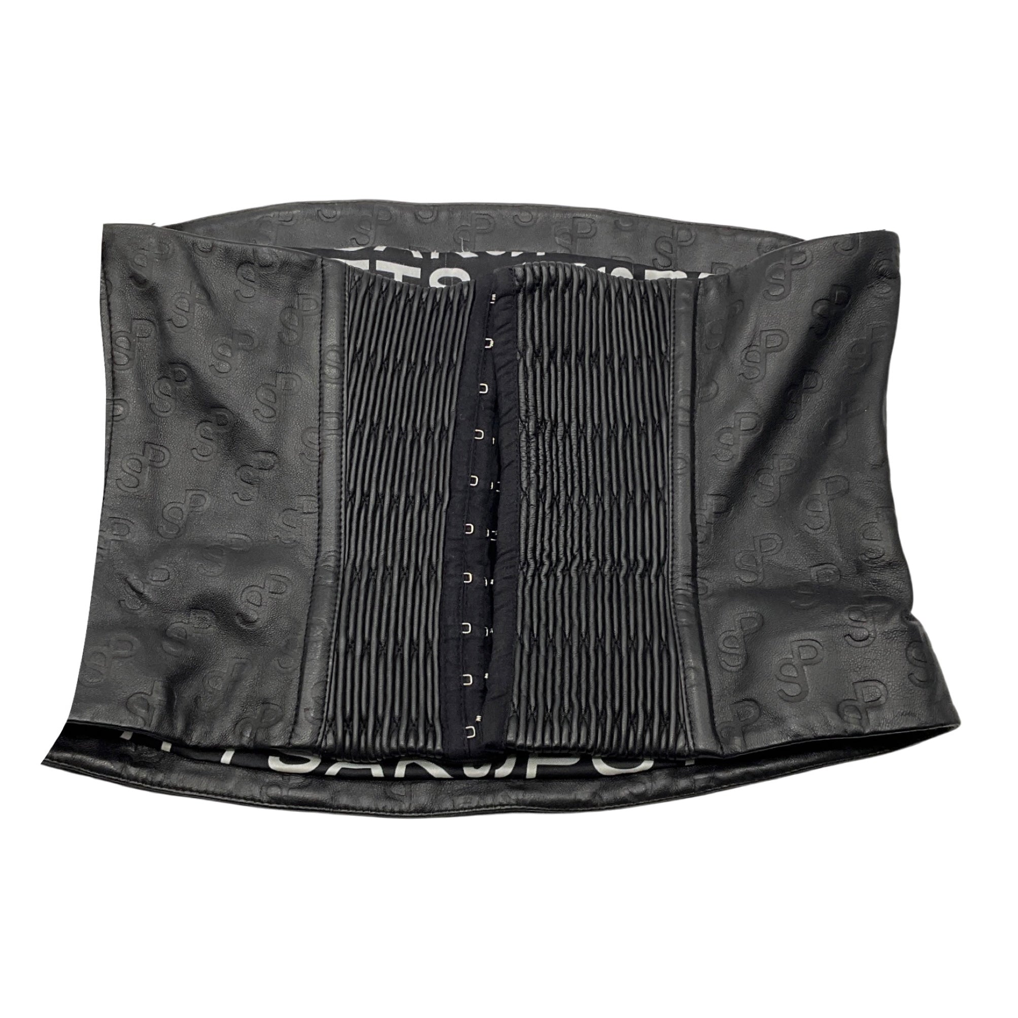 Saks Potts Black Lamb Leather Tattoo Corset Top
