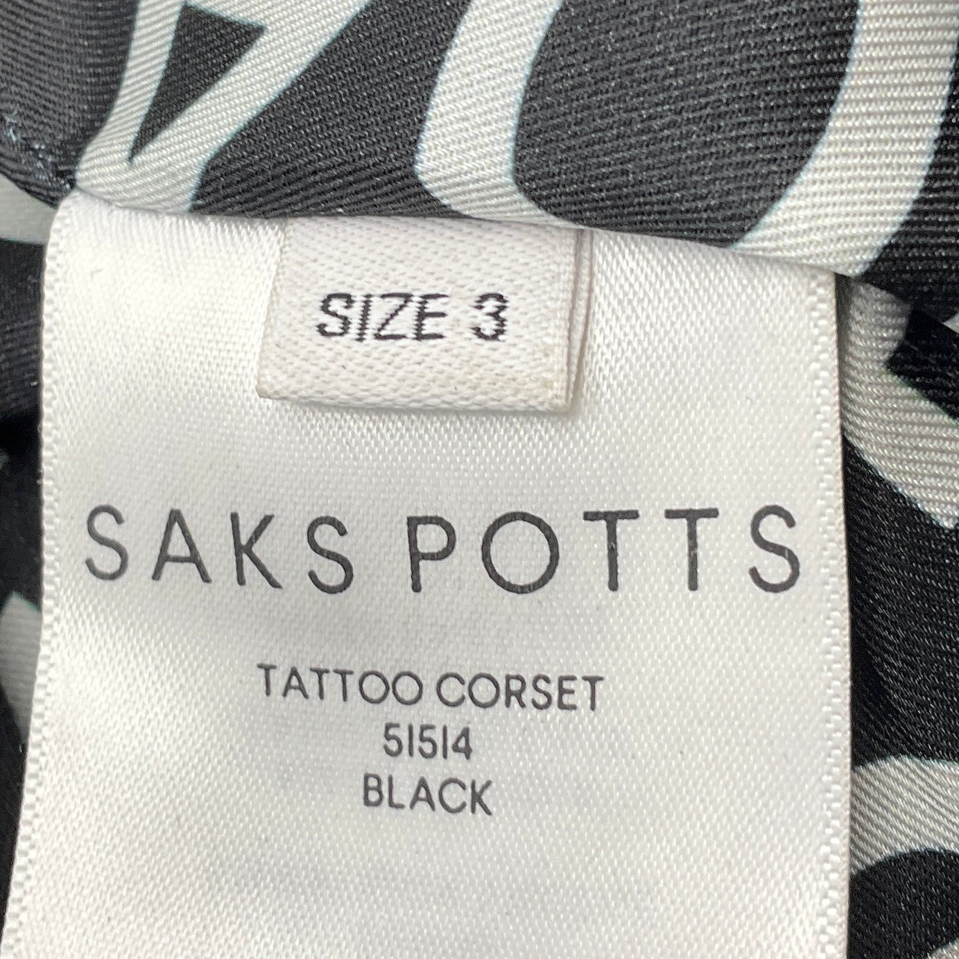 Saks Potts Black Lamb Leather Tattoo Corset Top