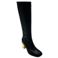 Load image into Gallery viewer, Chloe Black Tall Leather Boots with Gold Heel
