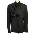 Load image into Gallery viewer, Alex Perry Black Wool Pinstripe Tie Shirt
