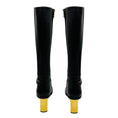 Load image into Gallery viewer, Chloe Black Tall Leather Boots with Gold Heel
