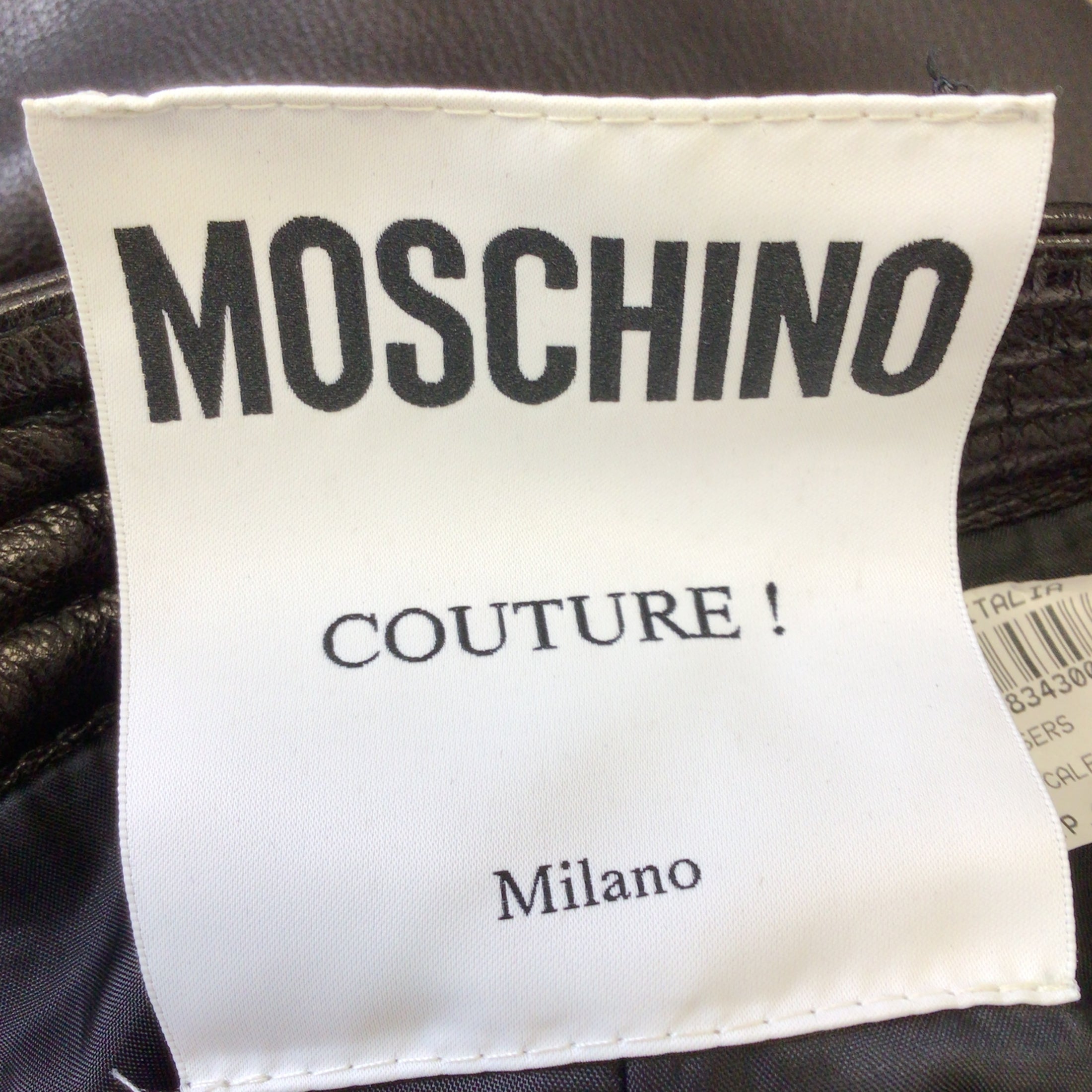 Moschino Couture Black / Silver Zipper Detail Leather Pants