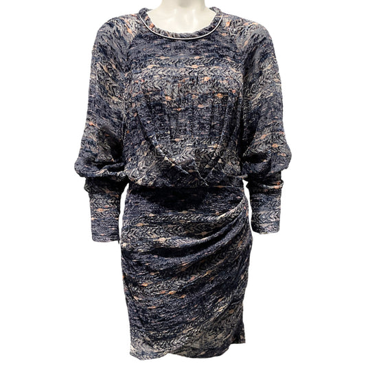 Isabel Marant Navy Blue Multi Ellos Burnout Velvet Dress
