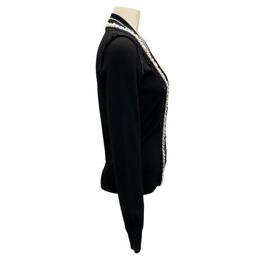 Dolce & Gabbana Black Pearl Embellished Knit Cardigan Sweater