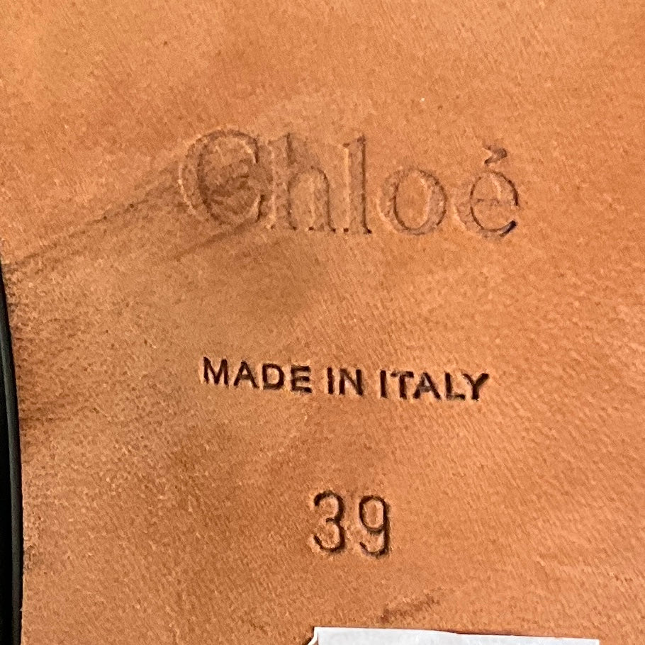 Chloe Black Tall Leather Boots with Gold Heel