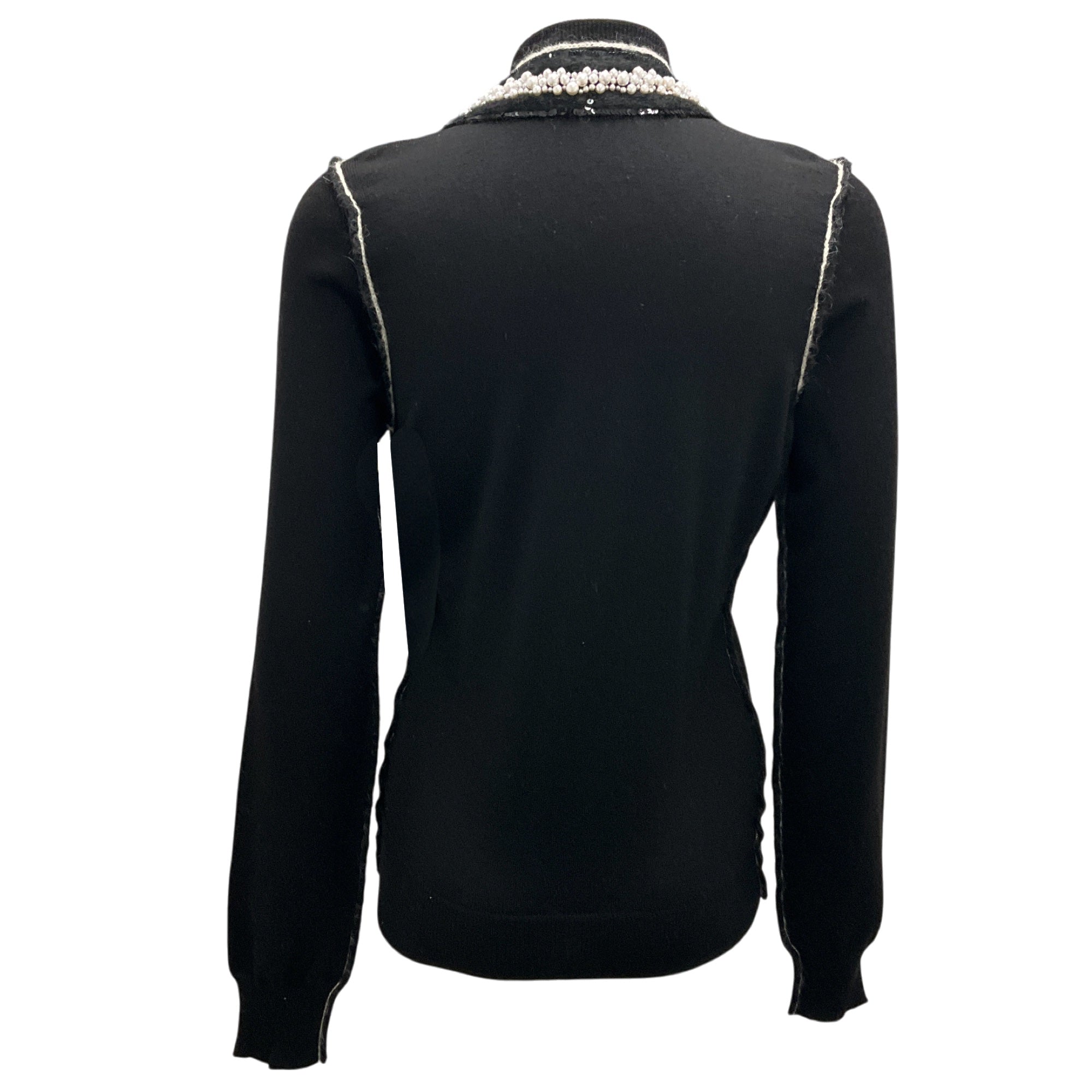 Dolce & Gabbana Black Pearl Embellished Knit Cardigan Sweater