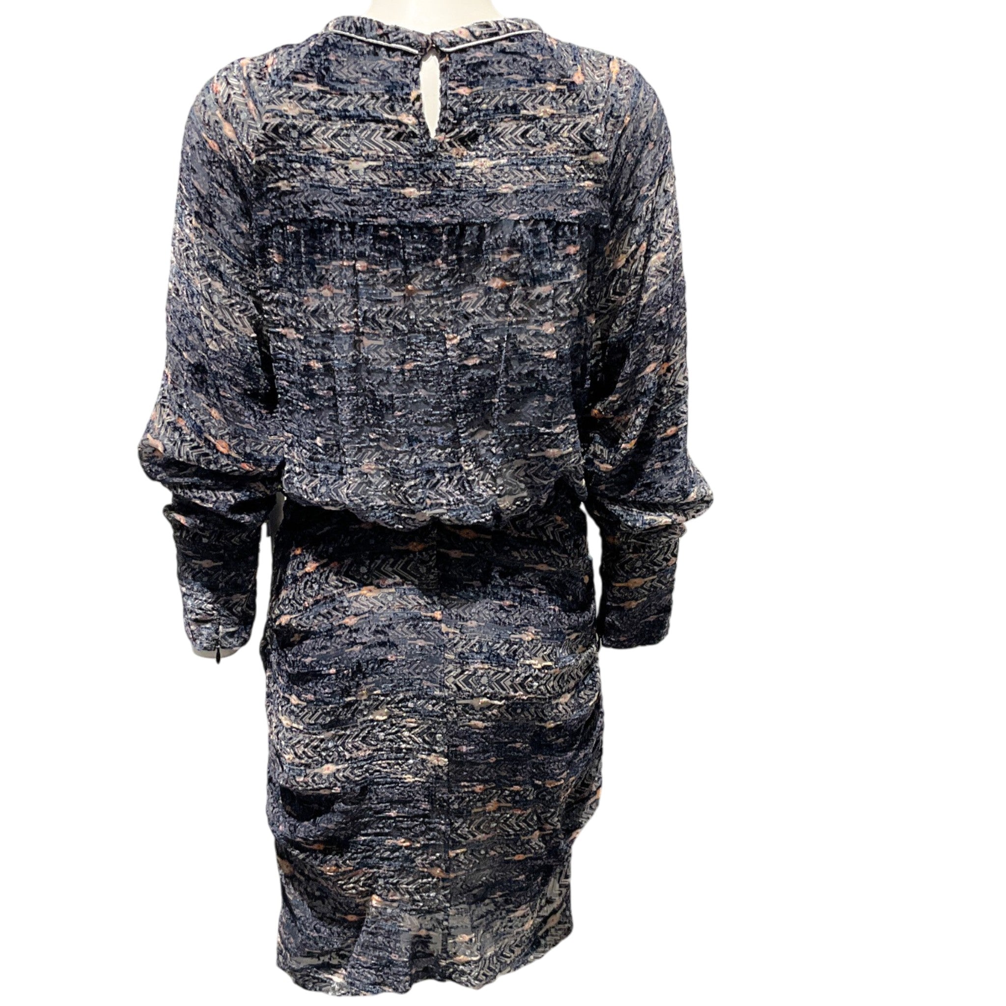 Isabel Marant Navy Blue Multi Ellos Burnout Velvet Dress