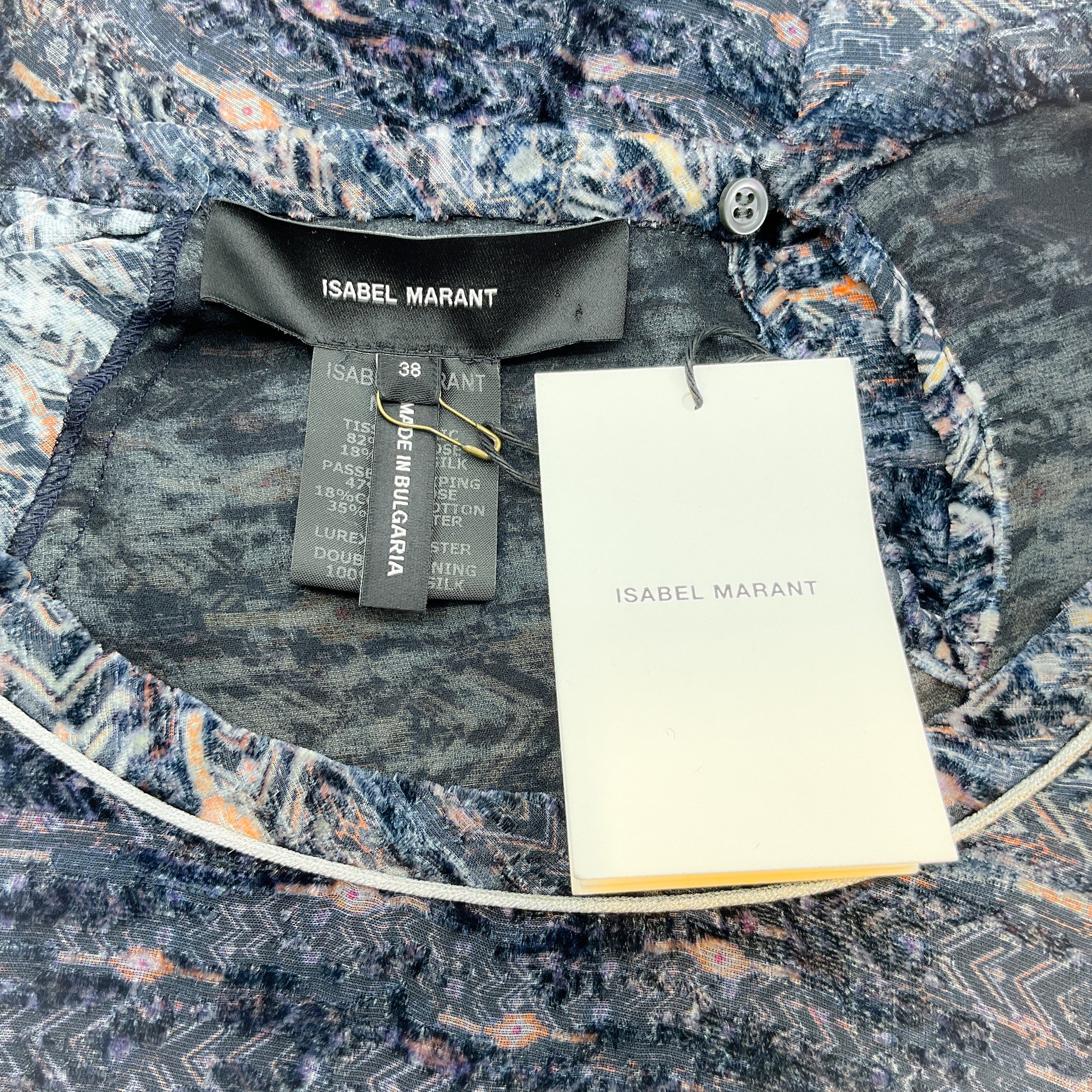 Isabel Marant Navy Blue Multi Ellos Burnout Velvet Dress