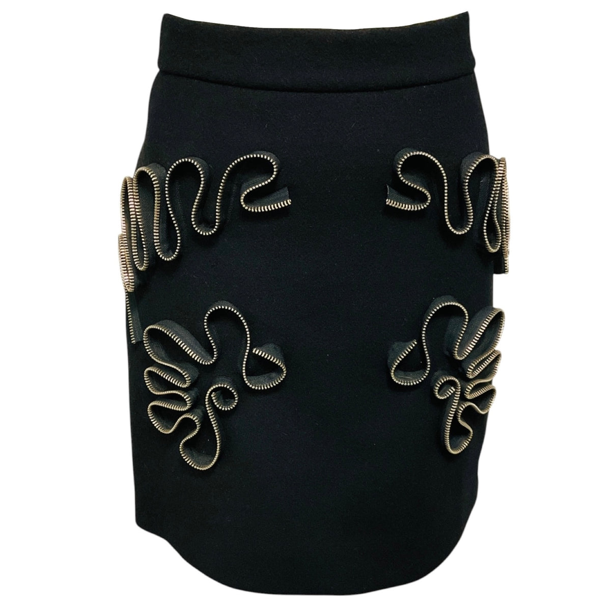 Stella McCartney Black Zipper Detail Wool Mini Skirt
