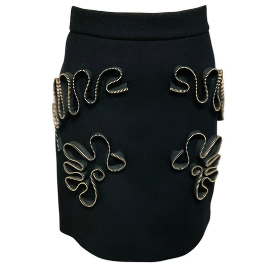 Stella McCartney Black Zipper Detail Wool Mini Skirt