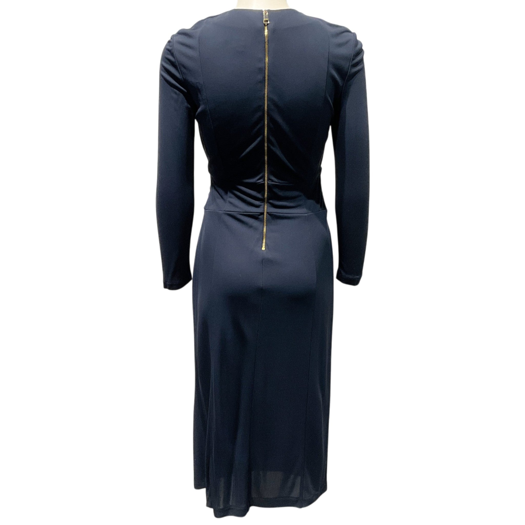 Burberry Navy Blue Jersey Ruched Dress