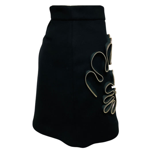 Stella McCartney Black Zipper Detail Wool Mini Skirt