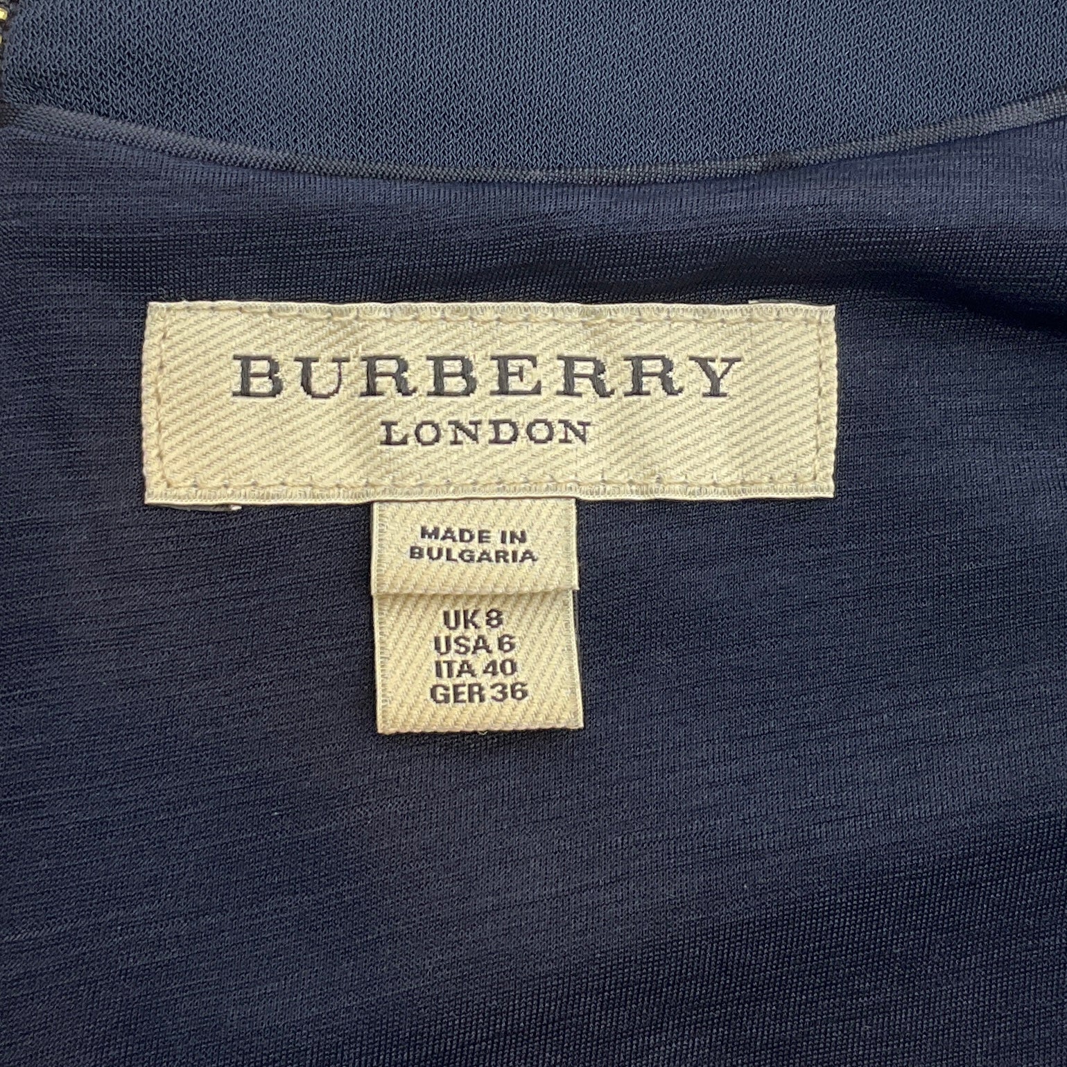 Burberry Navy Blue Jersey Ruched Dress