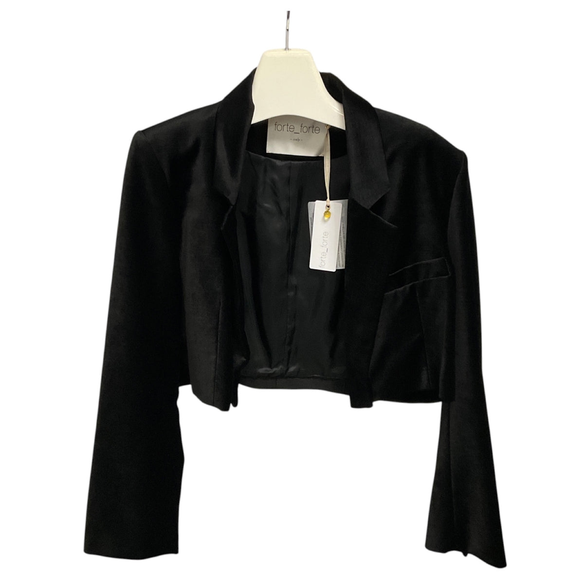forte_forte Black Noir Cropped Velvet Jacket