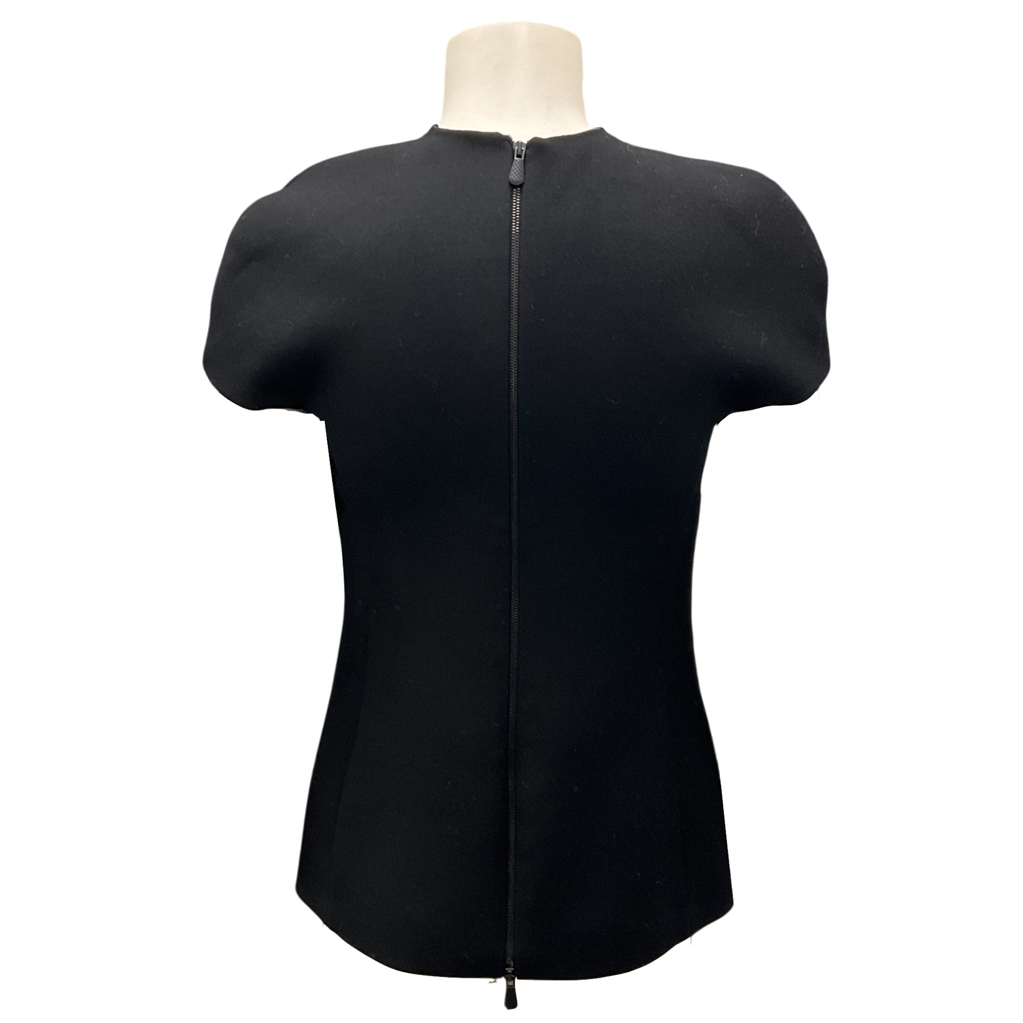 Bottega Veneta Black Cap Sleeved Zip-Back Wool Top