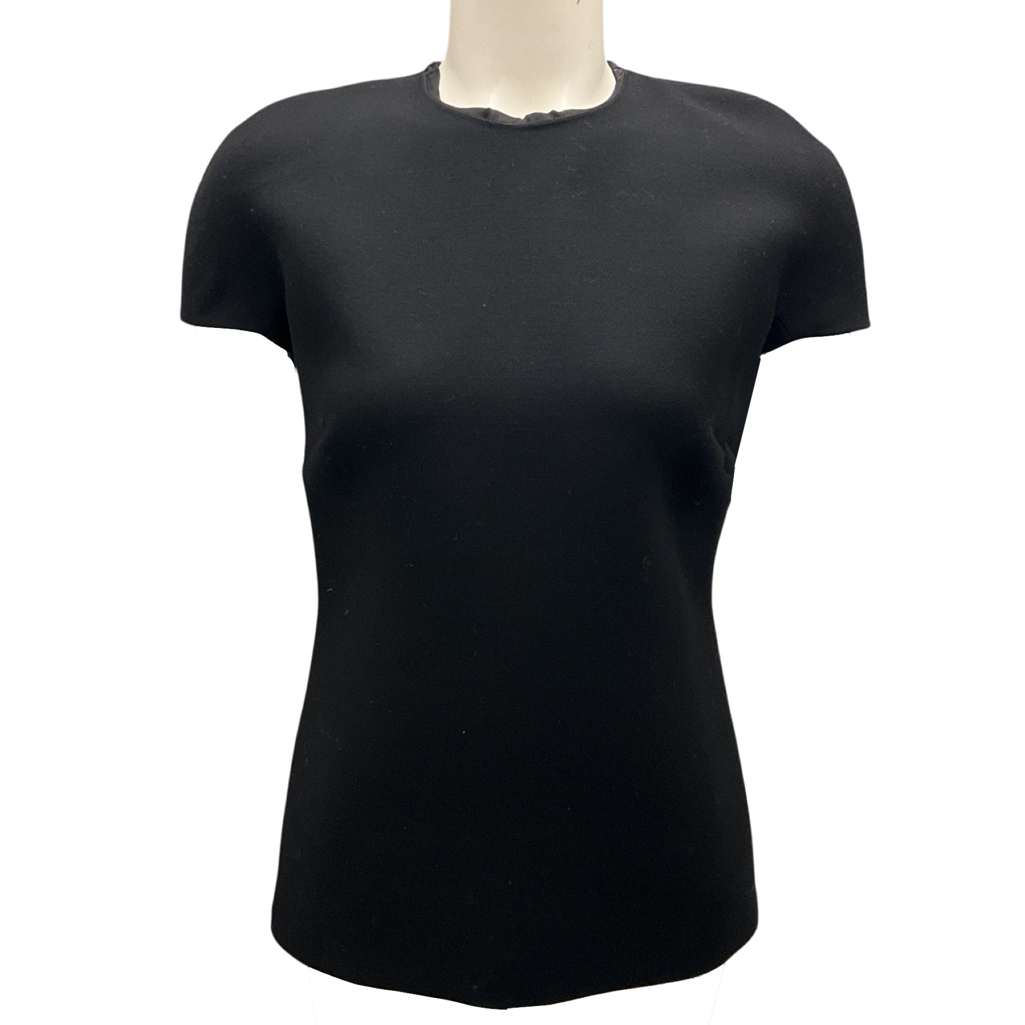 Bottega Veneta Black Cap Sleeved Zip-Back Wool Top