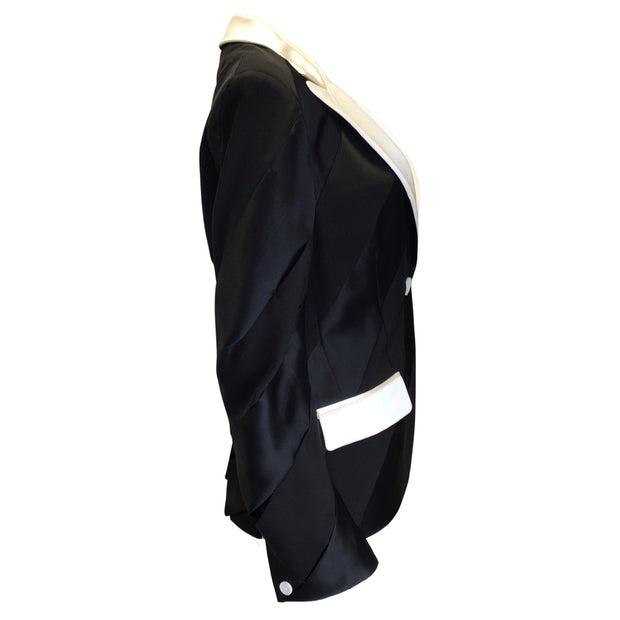 Loring Black / White One Button Silk Jacket