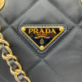 Load image into Gallery viewer, Prada Black Re-Nylon Impuntu Quilted Re-Edition 1995 Chaine Small Tote Bag
