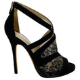Load image into Gallery viewer, Jimmy Choo Black Suede Vantage Sandals with Lace Insets
