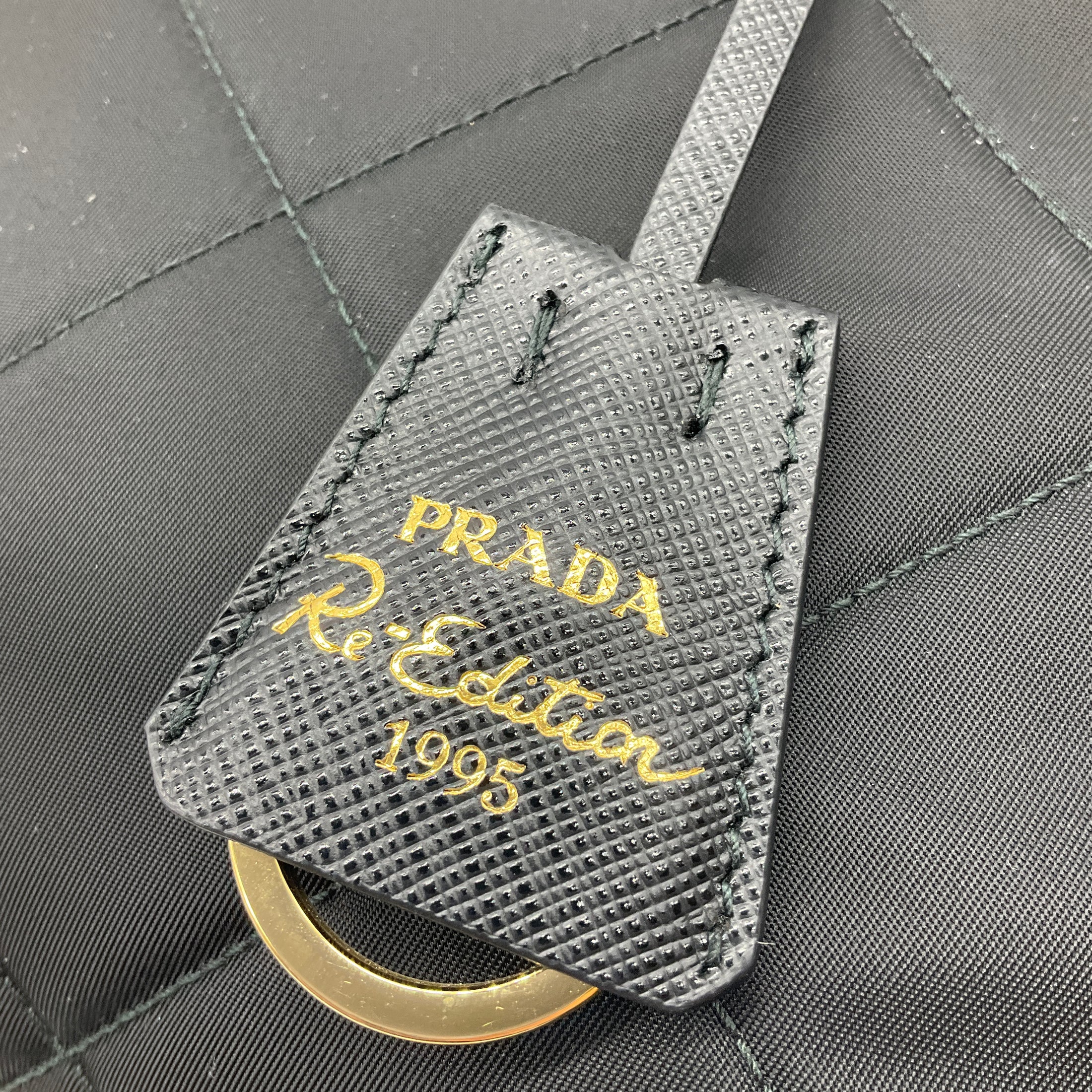 Prada Black Re-Nylon Impuntu Quilted Re-Edition 1995 Chaine Small Tote Bag