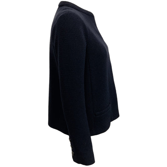 Chanel Black Wool Jacket with Inverted Back Pleat