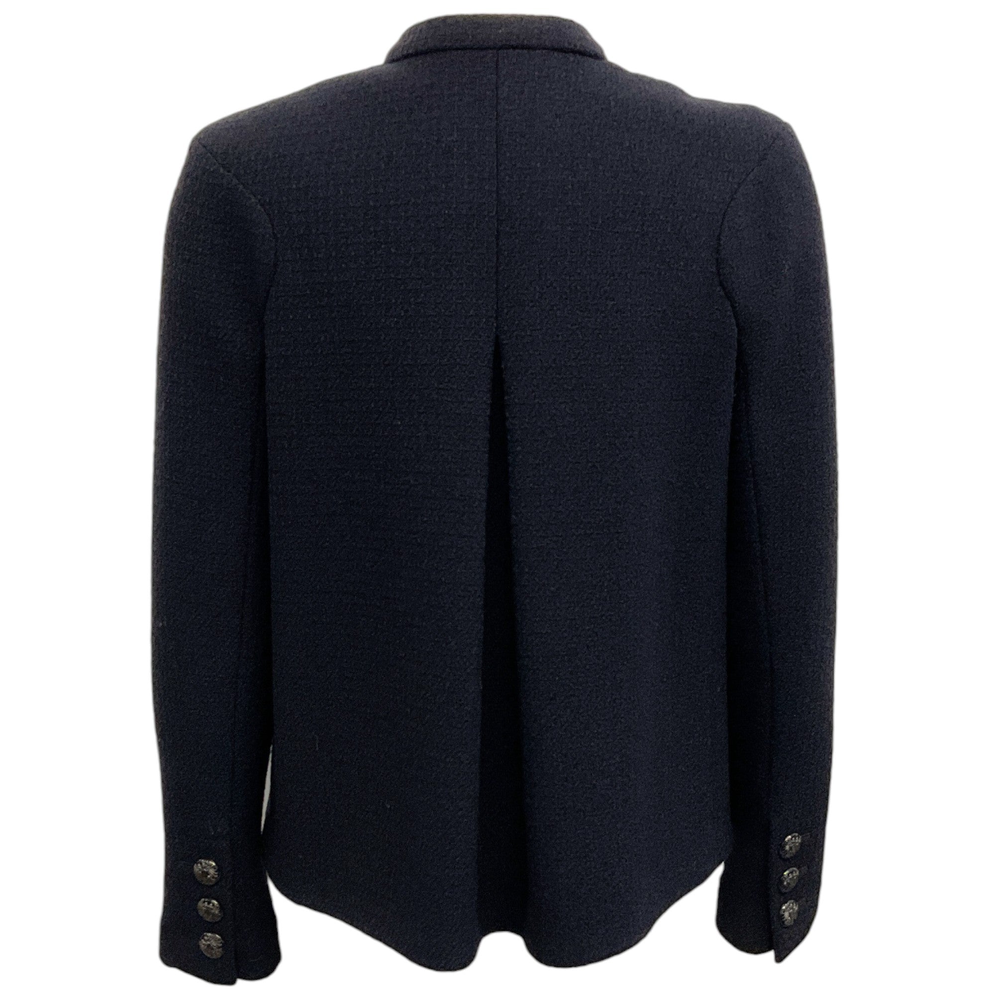 Chanel Black Wool Jacket with Inverted Back Pleat