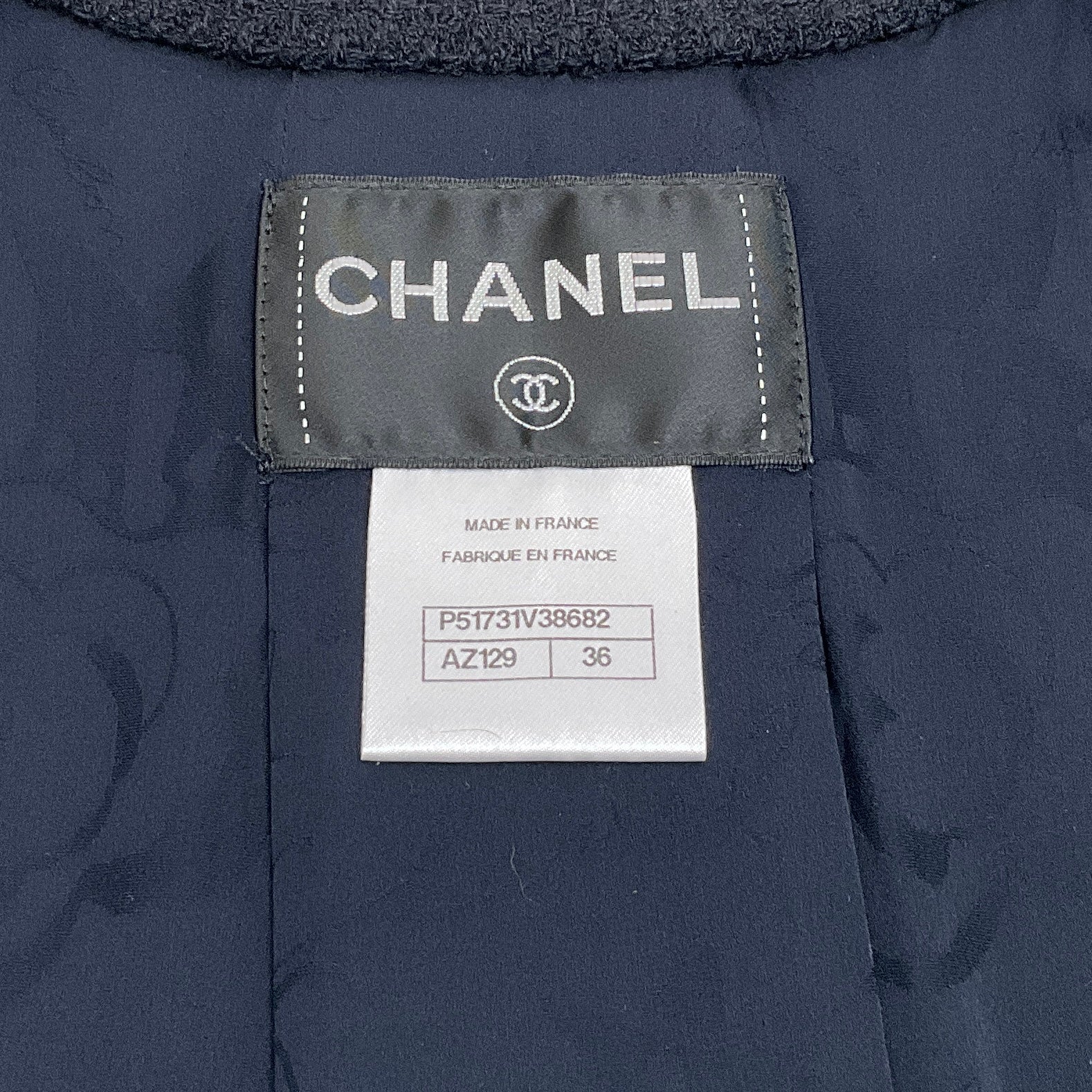 Chanel Black Wool Jacket with Inverted Back Pleat