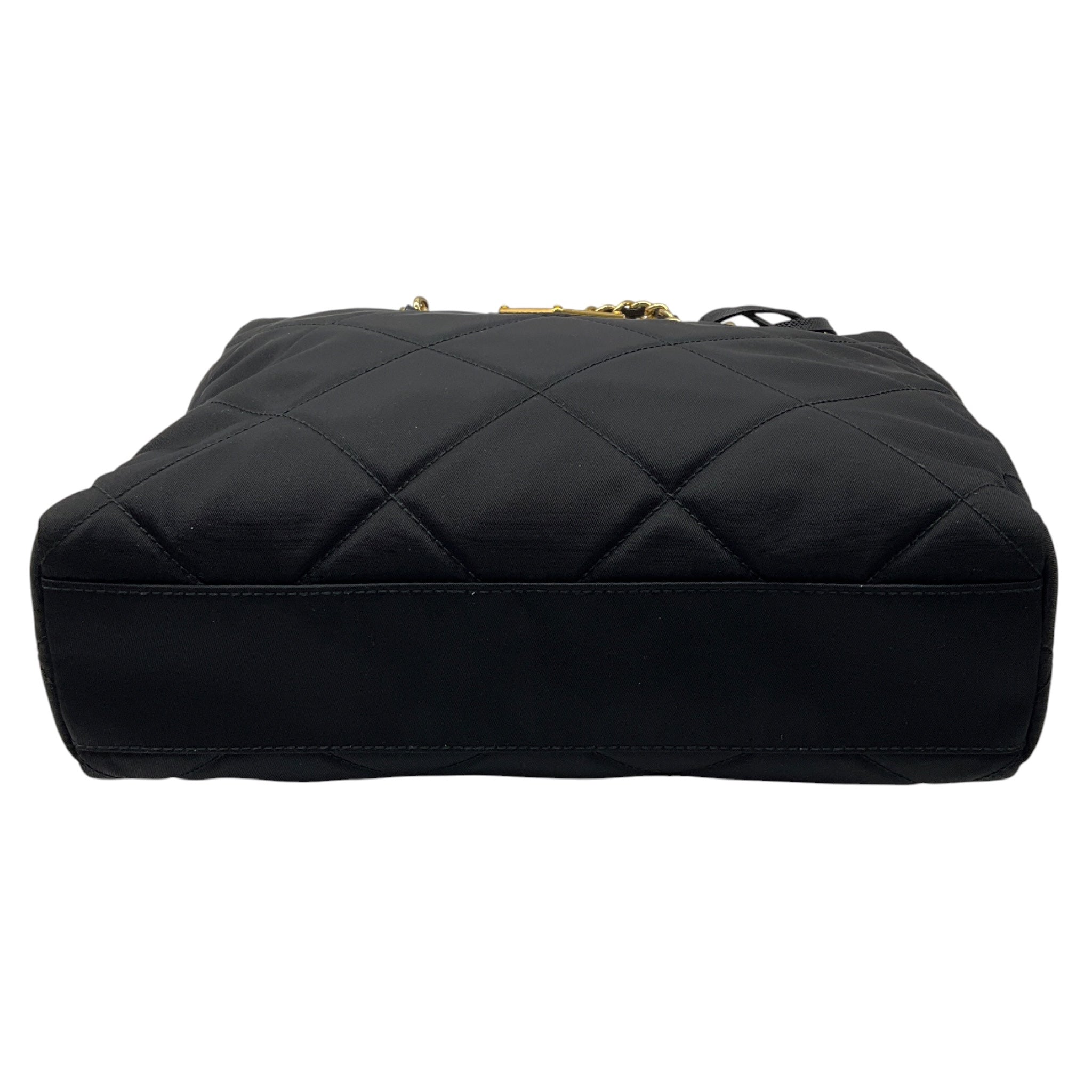 Prada Black Re-Nylon Impuntu Quilted Re-Edition 1995 Chaine Small Tote Bag