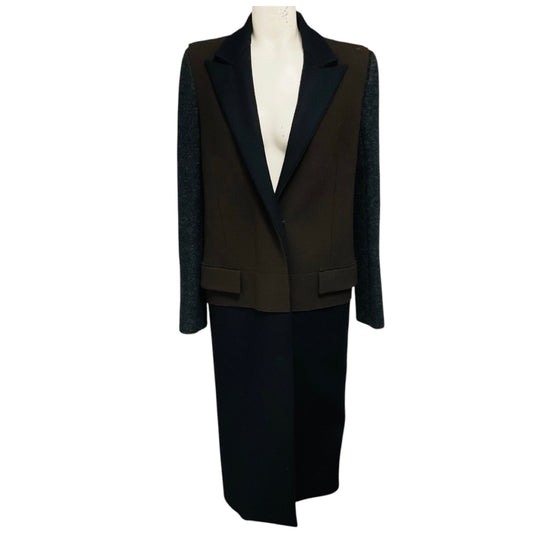 Lanvin Brown / Black / Charcoal Grey Wool Coat