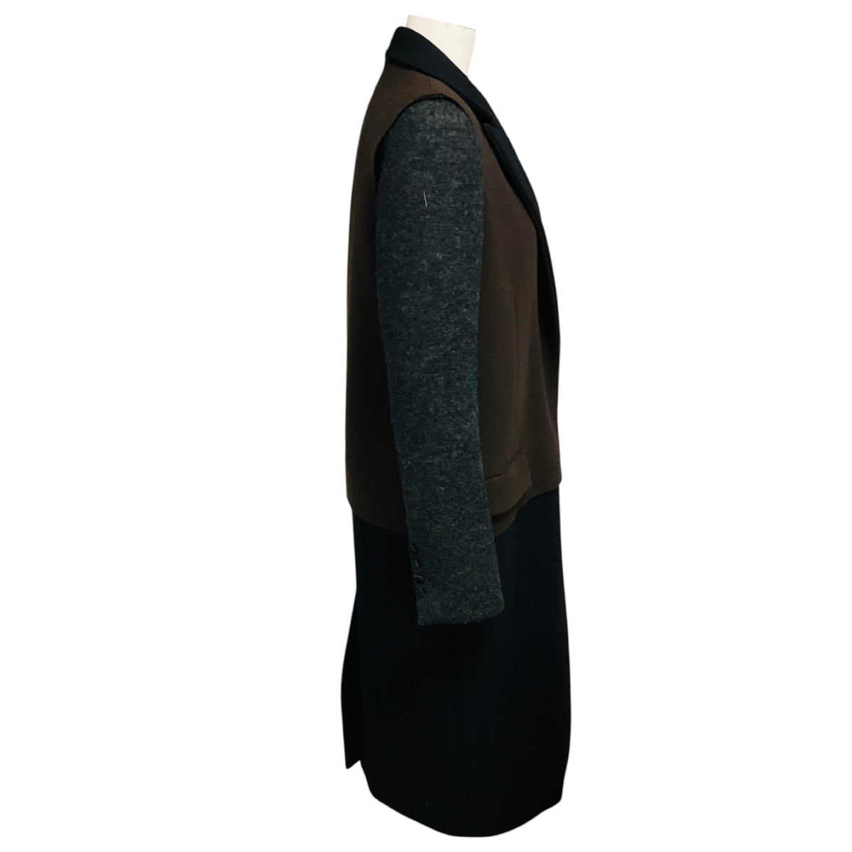 Lanvin Brown / Black / Charcoal Grey Wool Coat