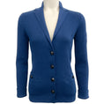 Load image into Gallery viewer, Chanel Cobalt Blue Ribbed Cardigan Sweater

