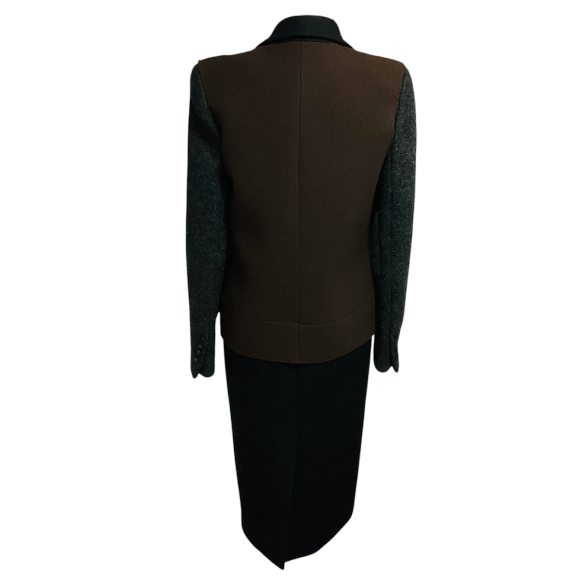 Lanvin Brown / Black / Charcoal Grey Wool Coat
