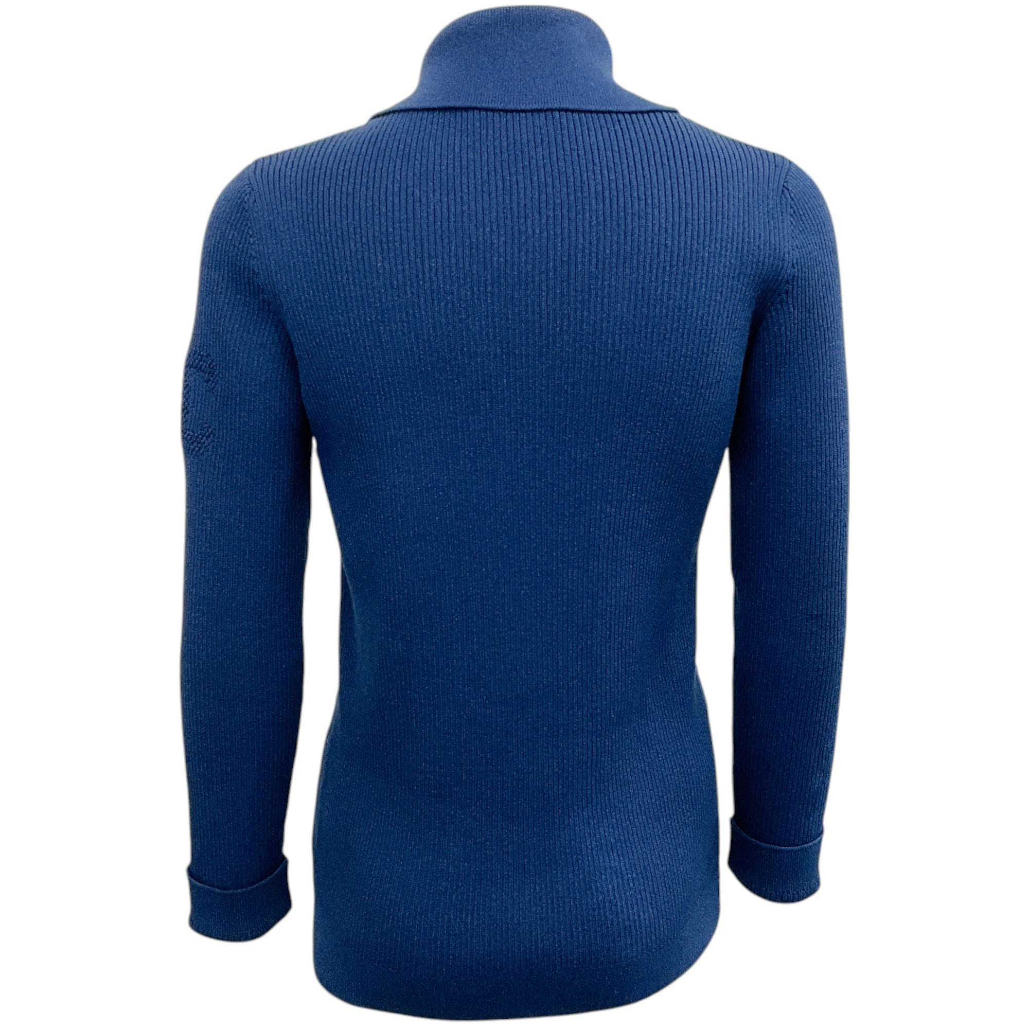 Chanel Cobalt Blue Ribbed Cardigan Sweater