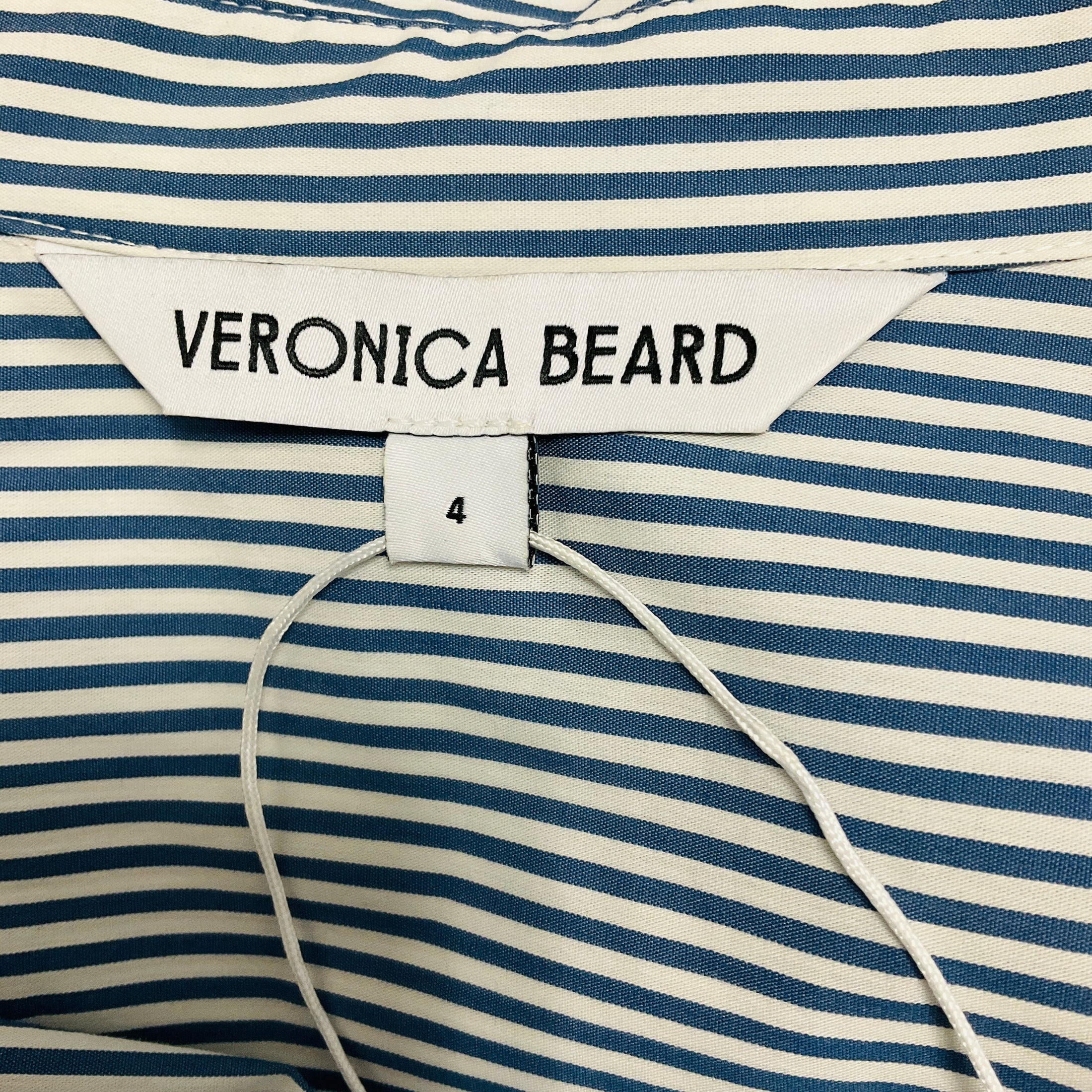 Veronica Beard Blue / Off White Jacinda Striped Stretch Cotton Poplin Shirtdress / Midi Dress