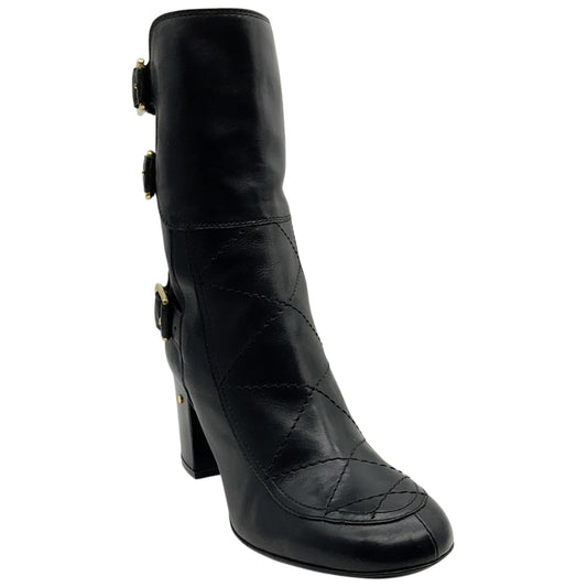 Laurence Dacade Black Quilted Leather Moto Boots
