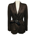 Load image into Gallery viewer, Akris Brown / Black Striped Cashmere Jacket with Belt
