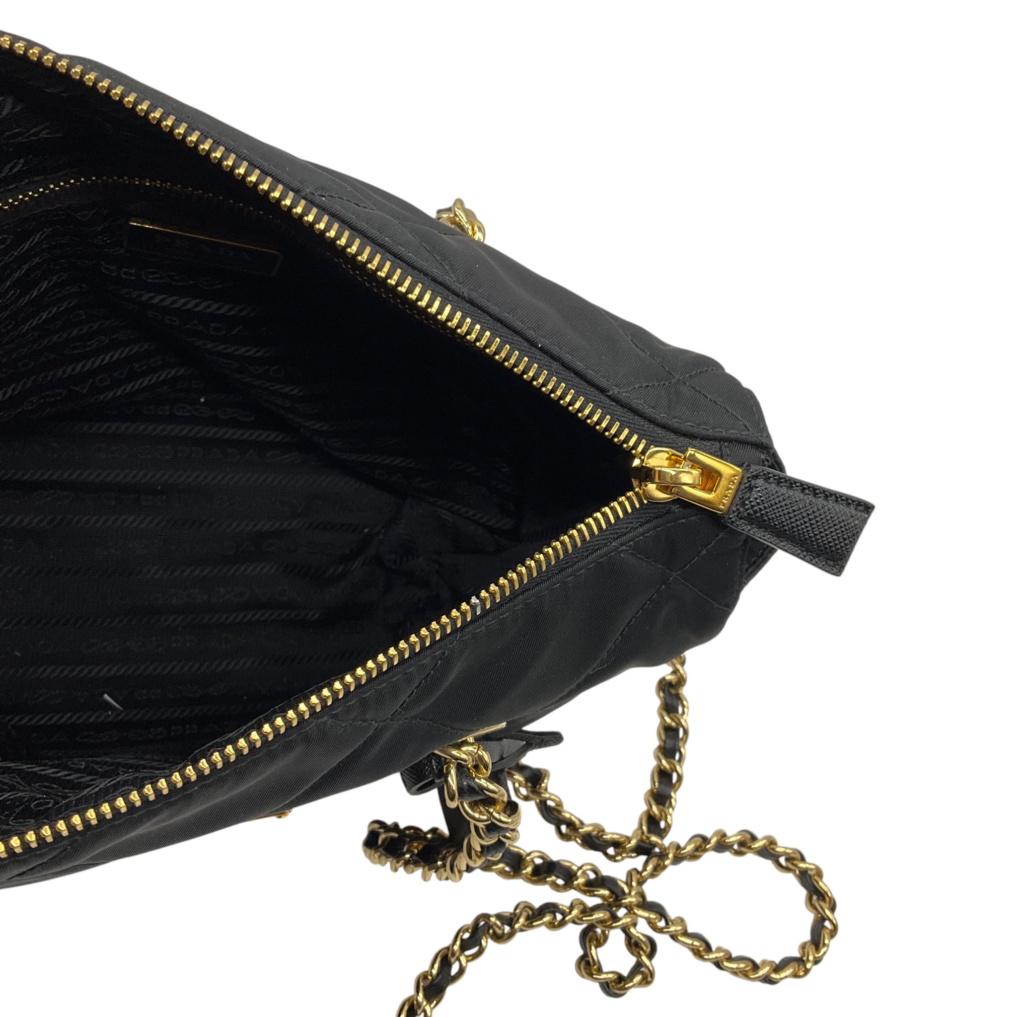 Prada Black Re-Nylon Impuntu Quilted Re-Edition 1995 Chaine Small Tote Bag