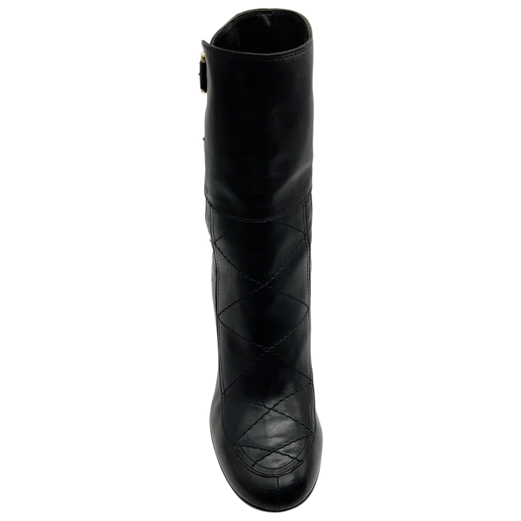 Laurence Dacade Black Quilted Leather Moto Boots