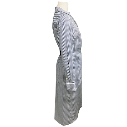 Veronica Beard Blue / Off White Jacinda Striped Stretch Cotton Poplin Shirtdress / Midi Dress