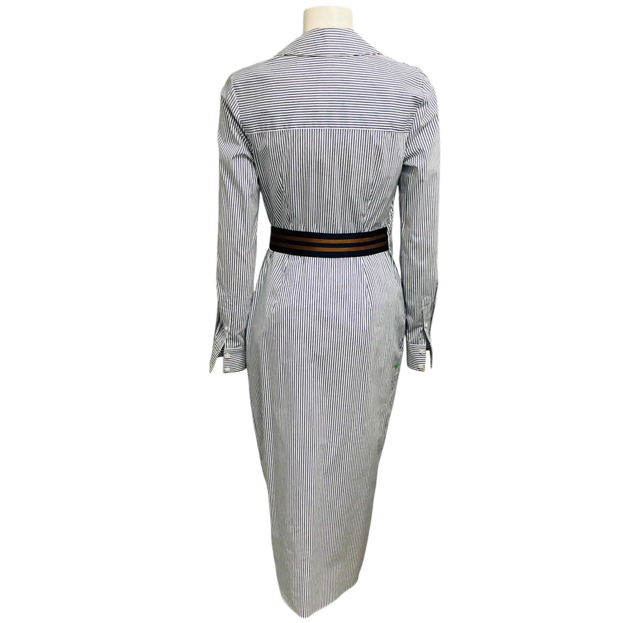 Veronica Beard Blue / Off White Jacinda Striped Stretch Cotton Poplin Shirtdress / Midi Dress