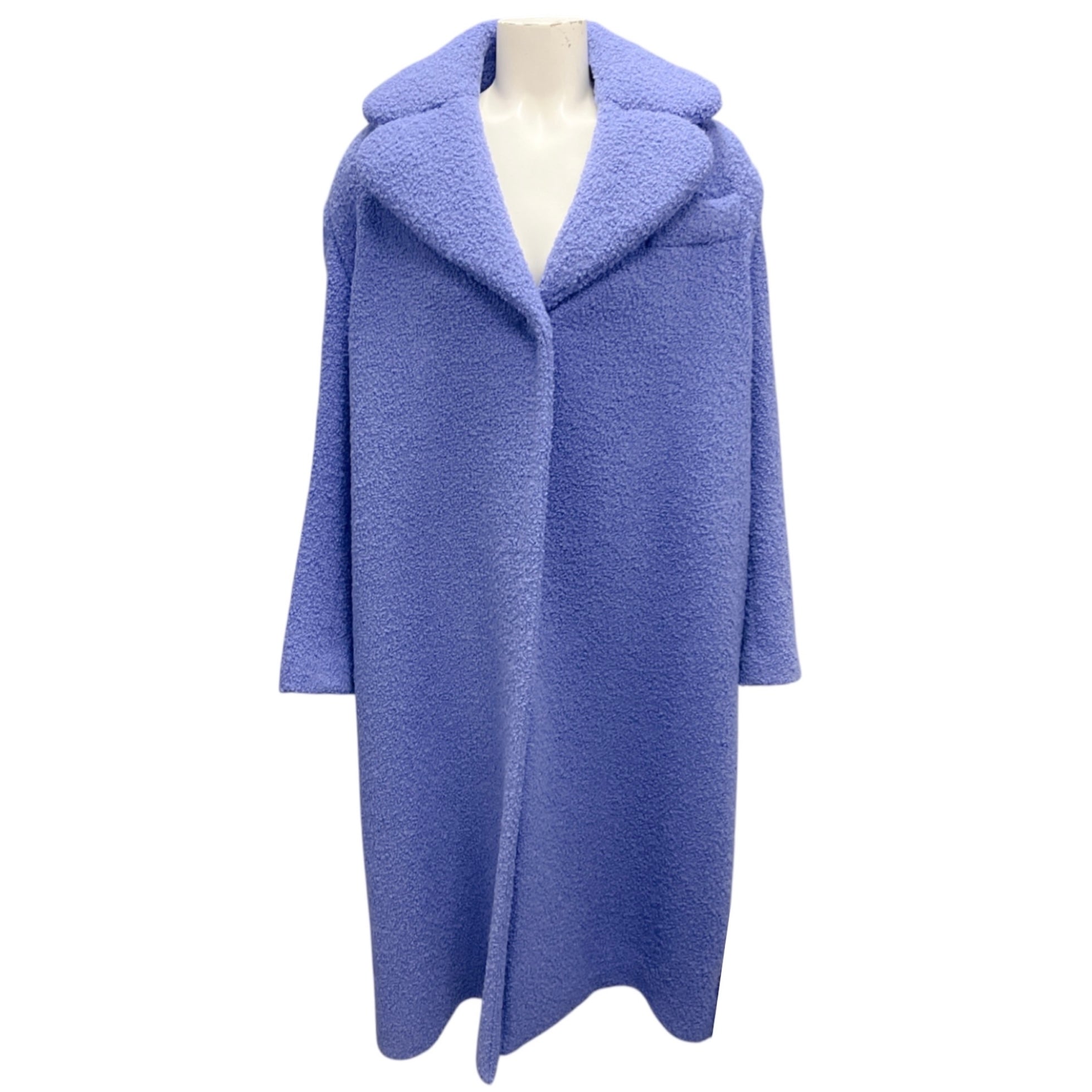 Maison Rabih Kayrouz Purple Oversized Mid Length Boucle Wool Coat