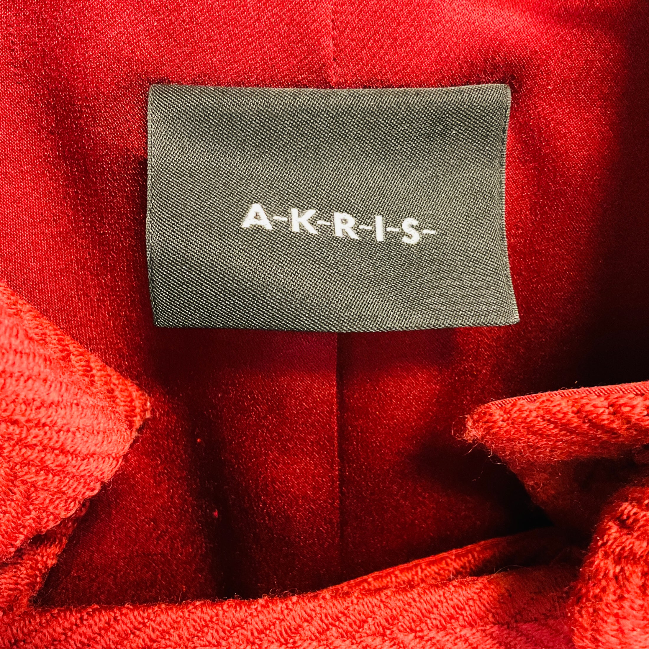 Akris Red Zip Front Silk Lined Wool Tweed Jacket