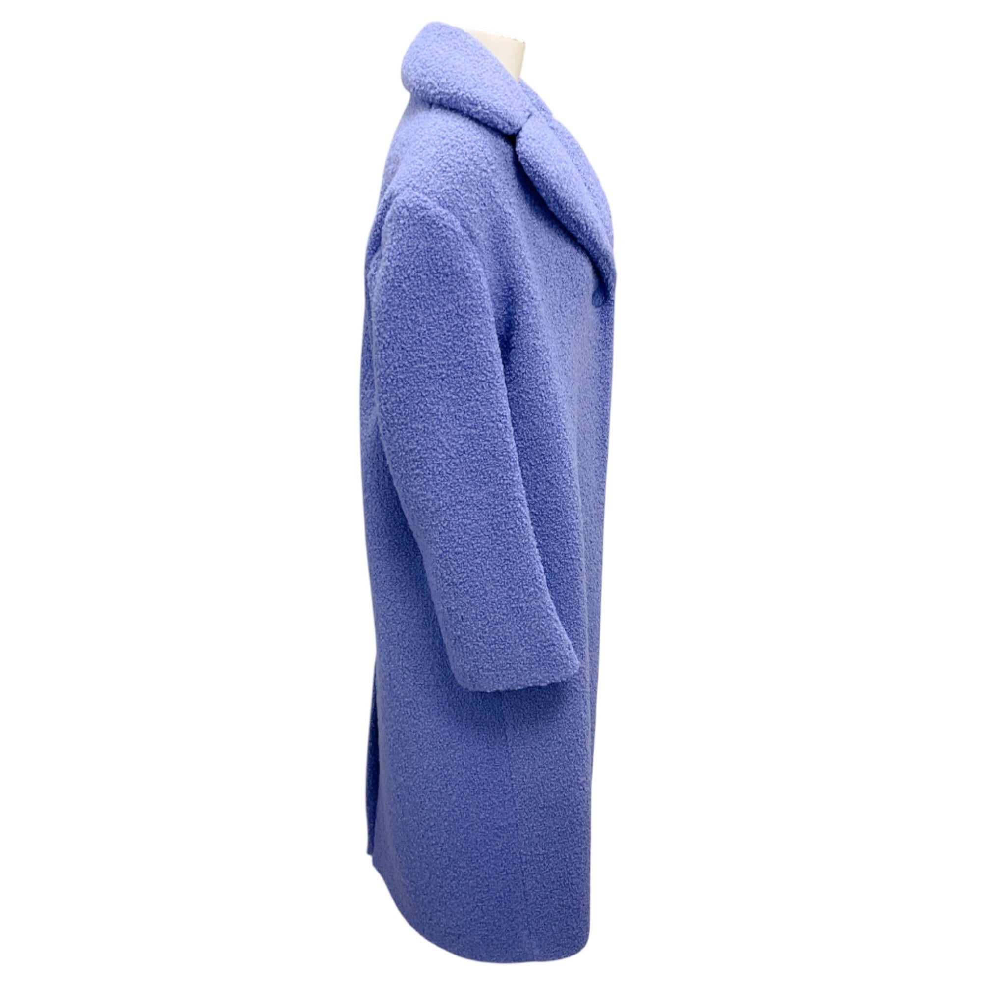 Maison Rabih Kayrouz Purple Oversized Mid Length Boucle Wool Coat