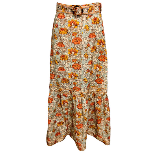 Zimmermann Dusty Blue Floral Andie Frill Hem Skirt